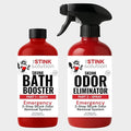The Stink Solution Skunk Odor Eliminator for Dogs Natural Skunk Smell Remover Kit 16 oz Bath Booster &amp 16 oz Pomegranate Spray Pet Safe Skunk Odor Remover Skunk Deodorizer &amp Skunk Spray Neutr