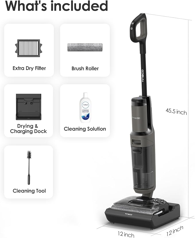 Tineco Floor ONE i6 Stretch Wet Dry Vacuum Cleaner Vacuum &amp Mop All in One 20kpa Powerful Suction Up to 40 Minutes Runtime 180° Lay-Flat Anti-Tangle Design Full-Path Self-Cleaning&amp185℉ F