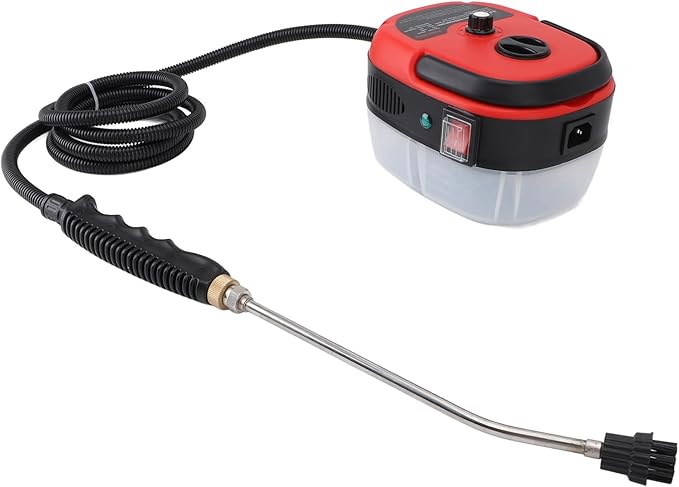 2500W Steam Cleaner Handheld Steam Cleaning Machine High Temperature Pressurized with 4 Brush Heads Extension Rod for Kitchen Bathroom Car Home Deep Cleaning (Red)