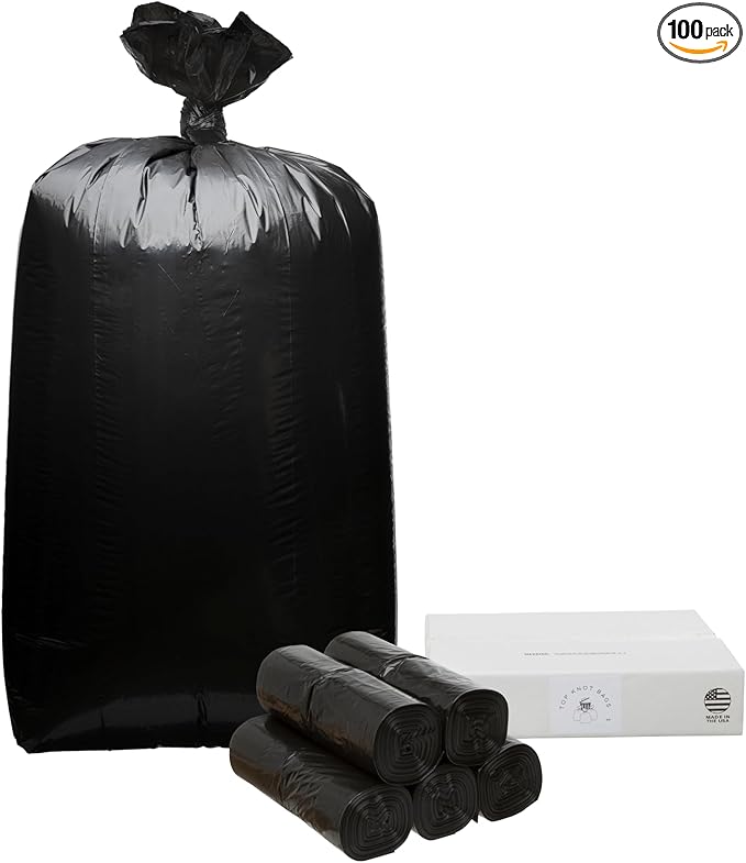 55 Gallon Garbage Trash Bag 38X58 1.2 Mil Black 100 Count Can Liner Bulk 56 Gallon 57 Gallon 58 Gallon 59 Gallon 60 Gallon 55-60 Gallon Made in USA
