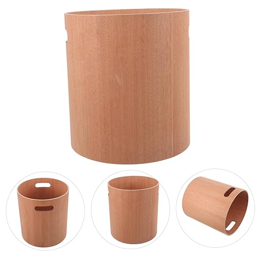 Cabilock Japanese Style Wooden Trash Can for Office Desk Minimalist Design Capacity Wastebasket for Home Office Decor