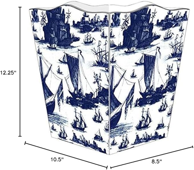 Marye-Kelley WB874-Navy Boat Toile Wastepaper Basket