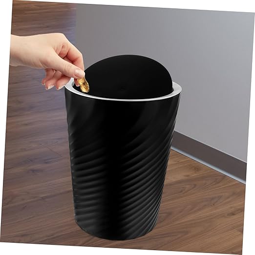 Vaguelly Small Trash Can with Lid Portable Bathroom and Bedroom Garbage Bin Large Capacity Plastic Wastebasket for Office and Home Multi-Use Trash Storage Container