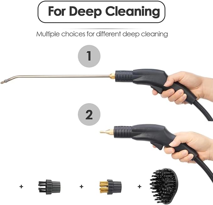 High Pressure Steam Cleaner - Portable Handheld Steamer with Hot and Cold Water Mode Tankless Design for AC Range Hood and Car Cleaning
