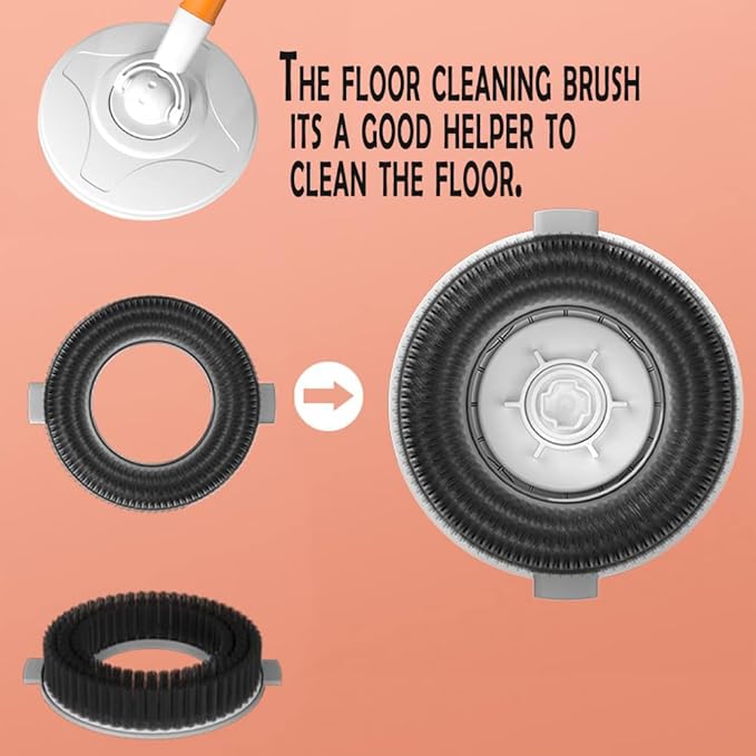 Spin Mop Bucket with Wringer System Extended Mop Handle 61Mop and Bucket for Floors Cleaning with 5 Replacement Head Refill 1 Cleaning Brush Head