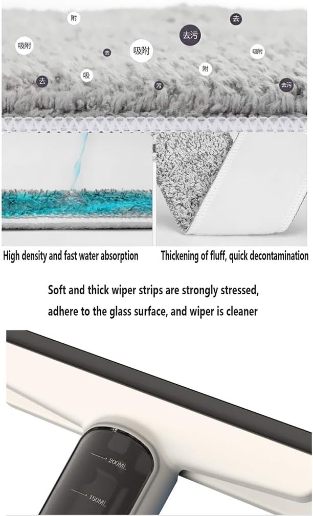 Window Cleaner Wipers Water Spraying Window Cleaner with Reusable Microfiber Pads for Hardwood Marble Tile Laminate Or Ceramic Floors 122Cm