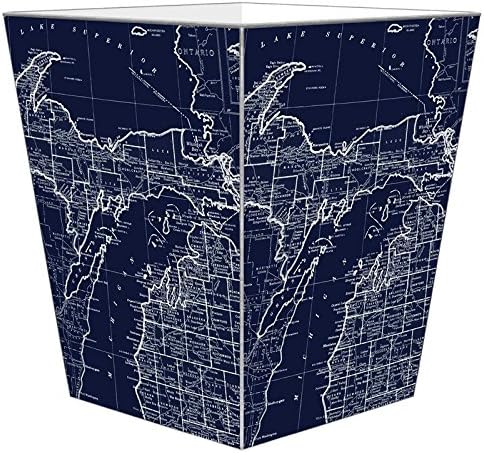 Marye-Kelley-Northern Michigan Wastepaper Basket Decoupage Wood Decorative Wastebasket for Kitchen Bathroom Bedroom Living Room Handmade Made in The USA