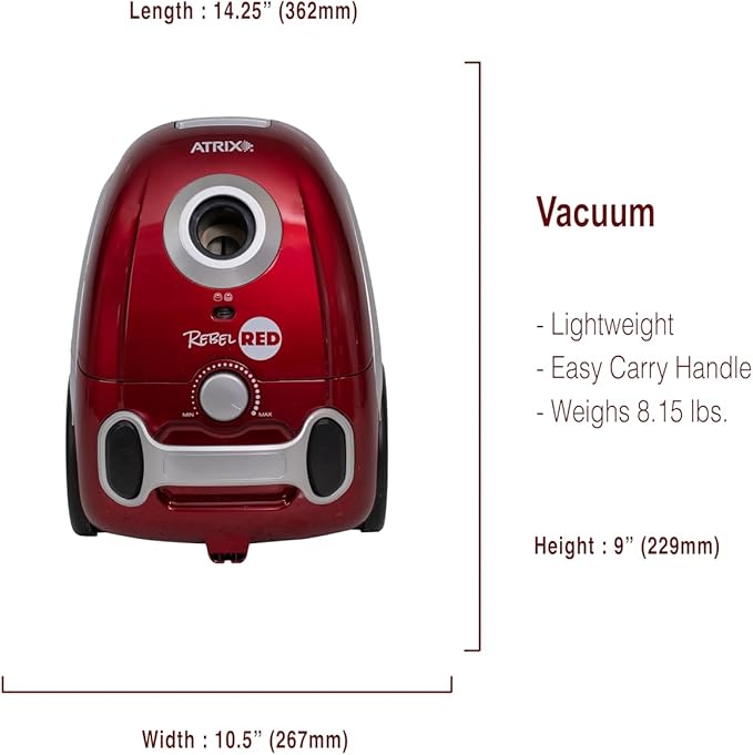 Atrix Rebel Red HEPA Canister Vacuum