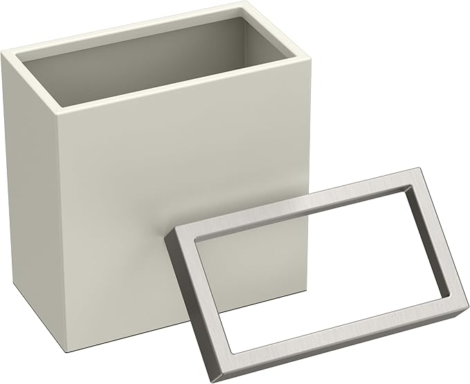 Gatco Small Bathroom Trash Can with Lid Rectangle 3 Gallon Stainless Steel Wastebasket Under Sink Matte Pearl and Satin Nickel for Bathroom Bedroom Office (1939SN)