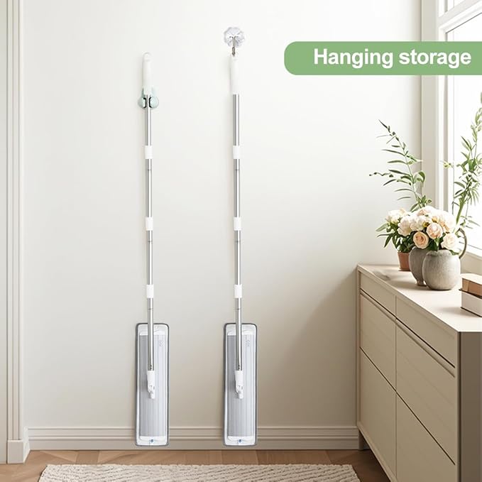 CQT Commercial Flat Microfiber Floor Mop Cleaning System 18 Inch Wet Dry and Dust Hardwood with 4 Washable Pads Cleaner for Laminate Tile Stainless Steel Handle and Extension (PT12-WET)