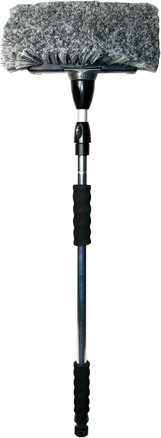 Carrand 93977 Flow-Thru 10 Quad Power Wash Soap Mixing Brush with 55 Aluminum Extension Pole  Black