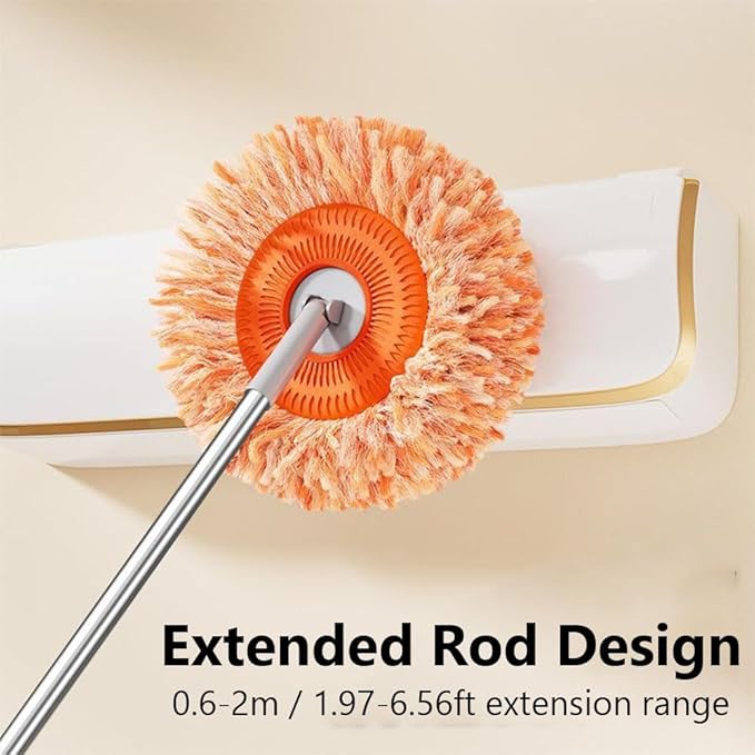 180° Rotatable Adjustable Cleaning Mop with 3 Mop Head 78 Inches Long Handle Wet &amp Dry Mopping Suitable for Floor Door Window Ceiling and Bathroom