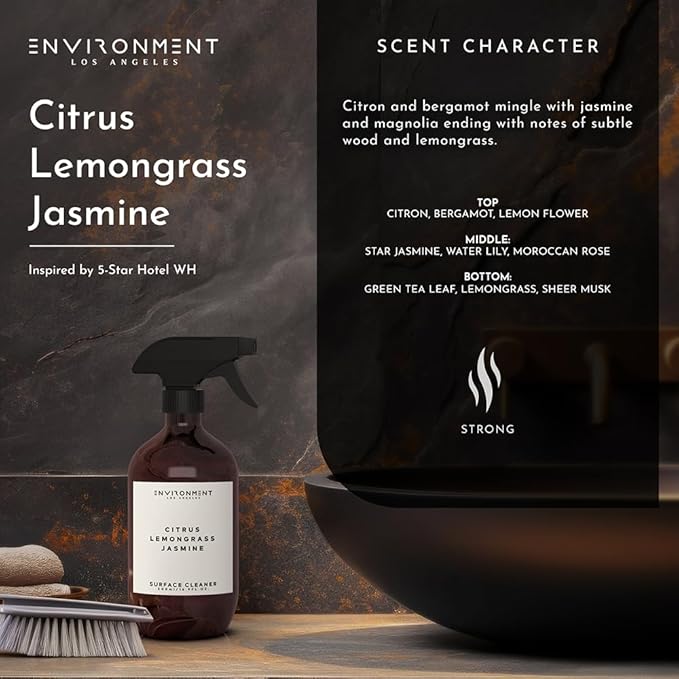 ENVIRONMENT Inspired by 5-Star Resort WH Surface Cleaner 16oz Luxury Surface Cleaner (Citrus | Lemongrass | Jasmine) Home Essentials Scented Cleaning Products Vegan &amp Cruelty-Free