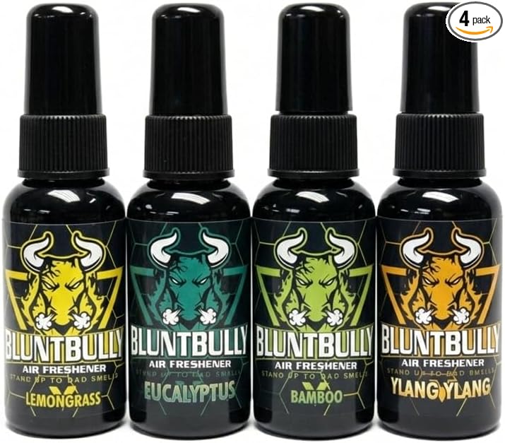 Blunt Bully Air Freshener (4 Pack Bundle) (Aromatherapy) Premium Oil Based Air Freshener Spray. Long-Lasting Room Bathroom Office &amp Car Scent | Eliminates Odors from Smoke Pets &amp More