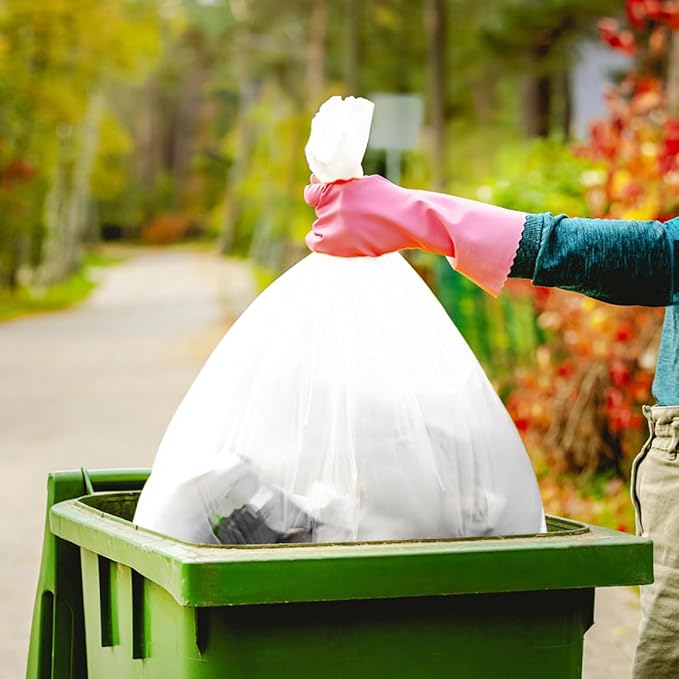Teivio 30-33 Gallon 300 Counts Large Multipurpose Trash Bags Sturdy Garbage Bags30 Gal 31 Gal 32Gal 33 Gal 35 GalLeaf Bags Outdoor Commercial Trash Can Liner for Construction Sites(Clear)