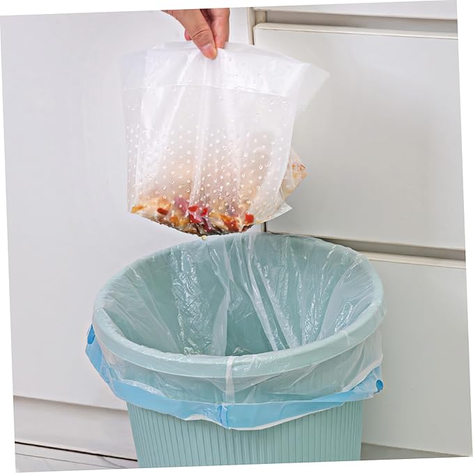 ERINGOGO 150 Pcs Transparent Self Standing Trash Bags for Kitchen Sink Waste Disposal Hollow Design for Food Soup Filtering Garbage Bags for Bathroom Bedroom Living Use