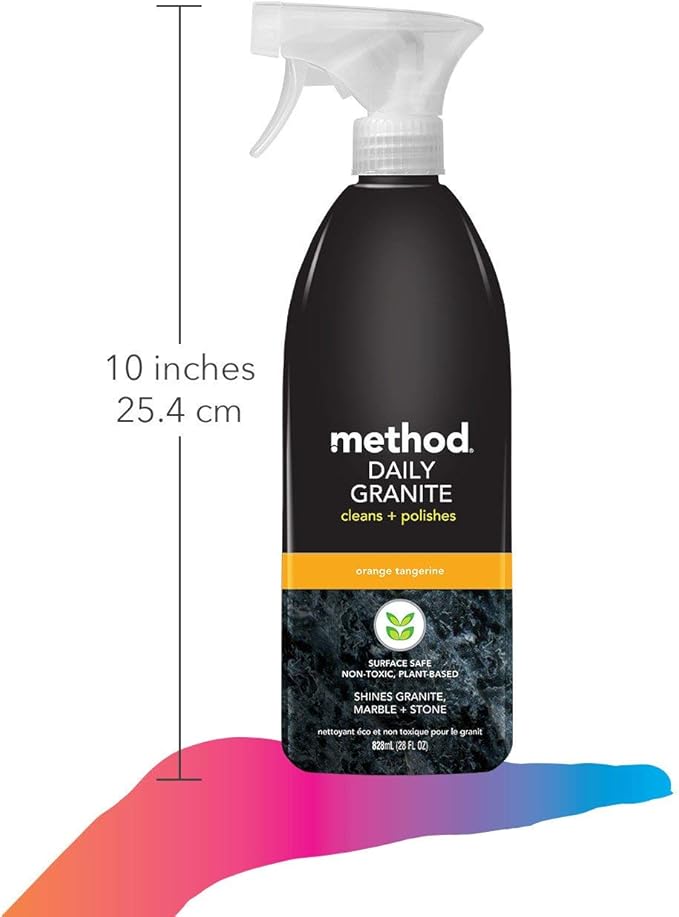 Method Daily Granite Cleaner Spray Orange Tangerine Cleaning Agent for Granite Marble and Other Sealed Stone 28 oz Spray Bottles (Pack of 8)