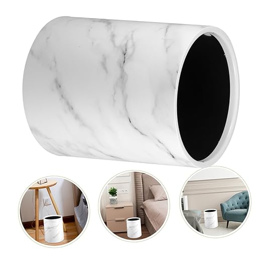 IMIKEYA Marble Pattern Wastebasket Lidless Trash Bin for Home Office Modern Design for Living Room Kitchen Bathroom Versatile Garbage Container for Hotels