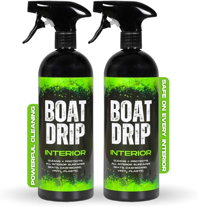Boat Interior Cleaner Spray Upholstery &amp Vinyl Cleaner to Remove Dirt Grime Spills Fish Blood &amp More - Fresh Scented Safe for Seats Dashboards Leather Plastic - Made in USA