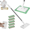 Disposable Dust Mop with 5 Reusable Cloths 2026 Upgrade 39 Long Handle Wet and Dry Flat Mopping Sweeper Stick No Wash Clip Mops with Locking Head Retractable Gap Dust Cleaner for Wet &amp Dry