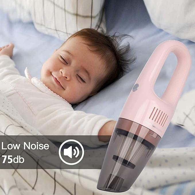 Portable Handheld Vacuum Cleaner Cordless Cleaner for Dirt Home Pet Hair Car Interior Dust Power Suction Lightweight Stylish Hand Vacuum (Pink)