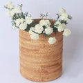 Koolouispoper Handmade Rattan Trash Can Cylinder Storage Desktop Trash Can Rattan Trash Can Storage Basket (20CM)