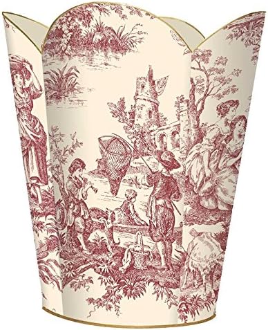 Marye-Kelley WB29-Red and Creme Country Life Toile Wastepaper Basket