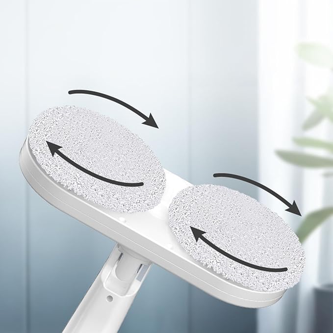 Electric Mop Rechargeable Lightweight Cordless Electric Mop with Water Sprayer for Hardwood Tile Marble Floors for Pet Hair and Dust Long Battery Life (White)
