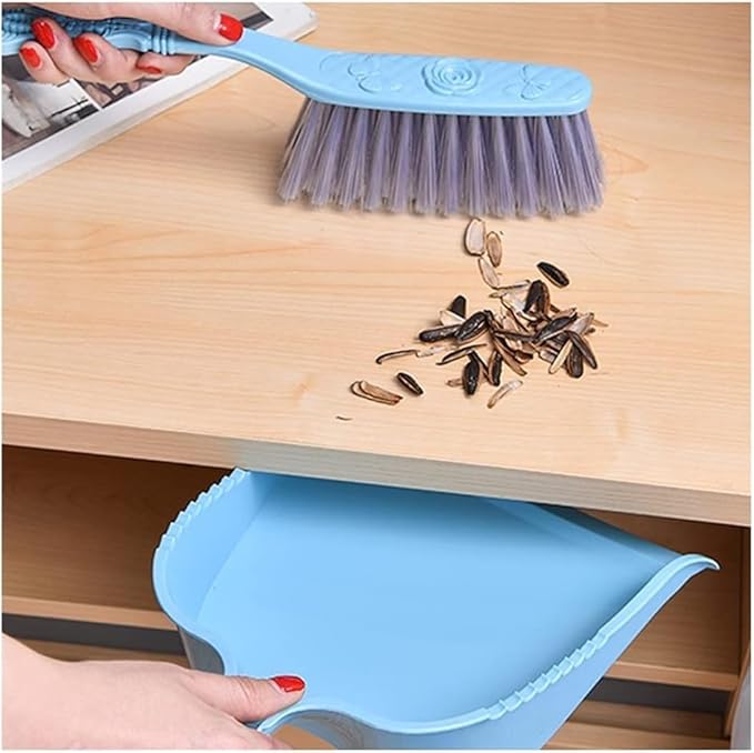 Whisk Broom Hand HeldHand BrushSoft Cleaning Brush Hand Broom Dust Pan and Brush Set Hotel Family Clothes Dust Hair Sofa Bed Sheets Bedspread Carpet Cleaning dust Catcher(Blue)