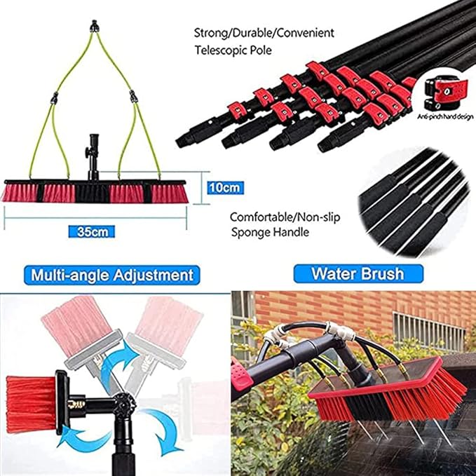 Window Cleaning BrushPhotovoltaic Panel Cleaning BrushGlass Cleaning BrushWater Fed Pole KitSolar Panel Water Spray Cleaning BrushTelescopic Window Washing Equipment20FT