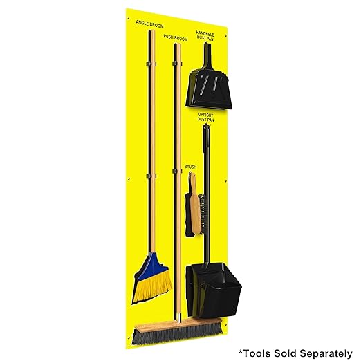 Clean &amp Sweep 5S Shadow Board/Wall Mount Broom Holder 68 x 30 Board 5S Cleaning Station - Board Only Tools Sold Separately Made in The USA by AccuformNMC Yellow/Black PSB714YLBK