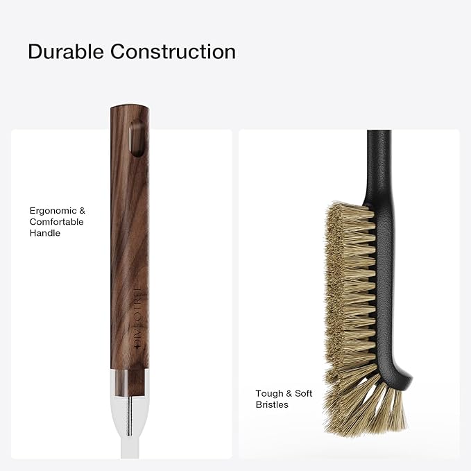Cleaning Brush Diveotree Hard Bristle Brush for Deep Cleaning Grout Sink Cup Teapot Bottle Blender Multi-Purpose Brush wih Long Handle for Kitchen (Brown)