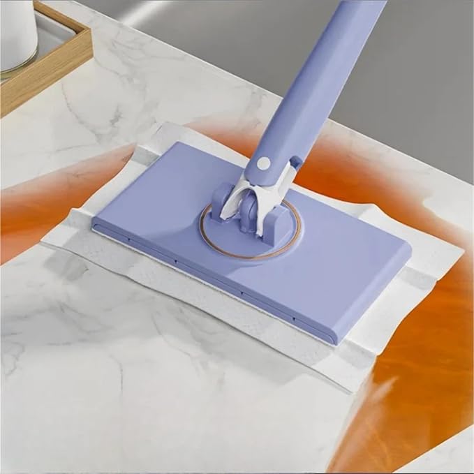 Automatic face Wipe mop Cloth Clip dust Removal Paper Dry Towel Floor Wipes Household Multi-Function mop(WhiteLarge)