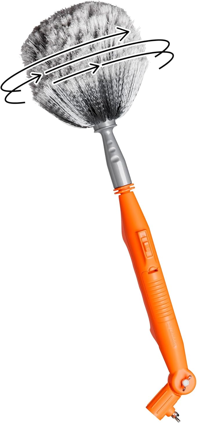 Cobweb Ceiling Fan Powered Duster Interior &amp Exterior | Adjustable Arm | for Hand use and Extention Pole use | Removable Cleanable Head | EZ Smart Power Duster (Extension Pole Sold Separately)…