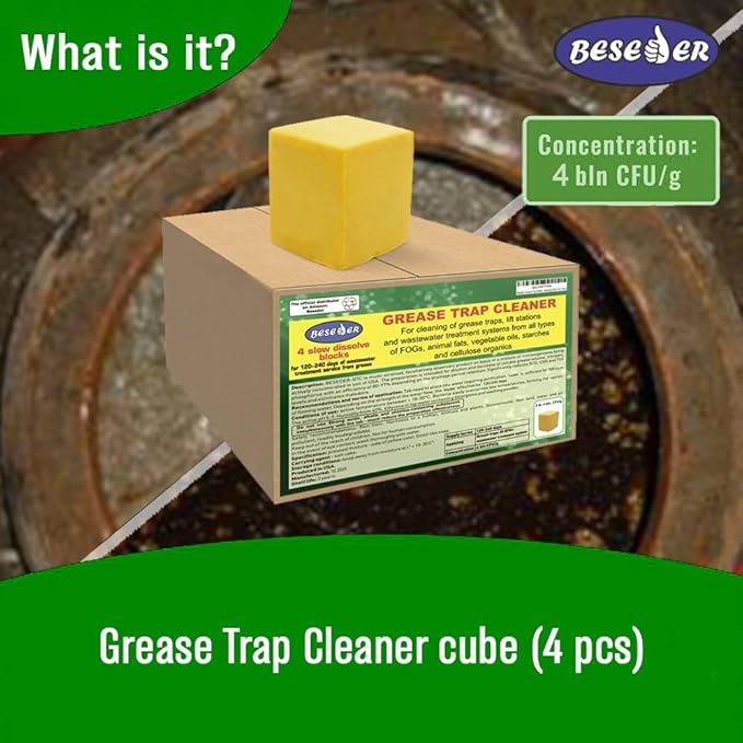 Grease Trap Cleaner cubes for wastewater treatment from grease and oil 4bln. CFU/g (4 cubes x 2 pounds = 8 pounds)