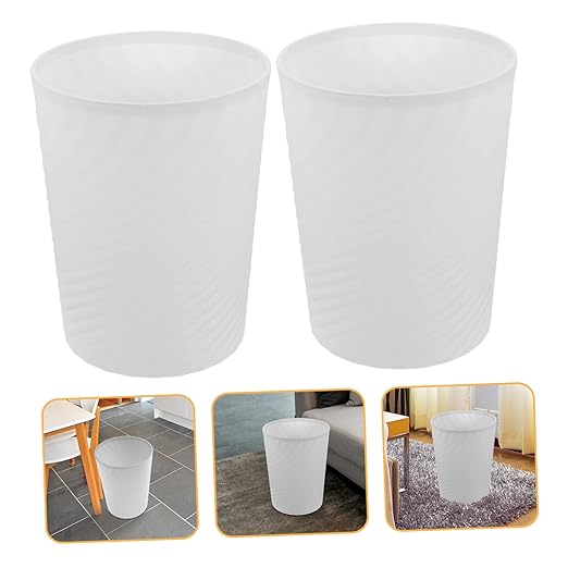 8L White Household Trash Can 2-Piece PP Plastic Wastebasket Simple Design for Kitchen Bathroom Office Large Capacity