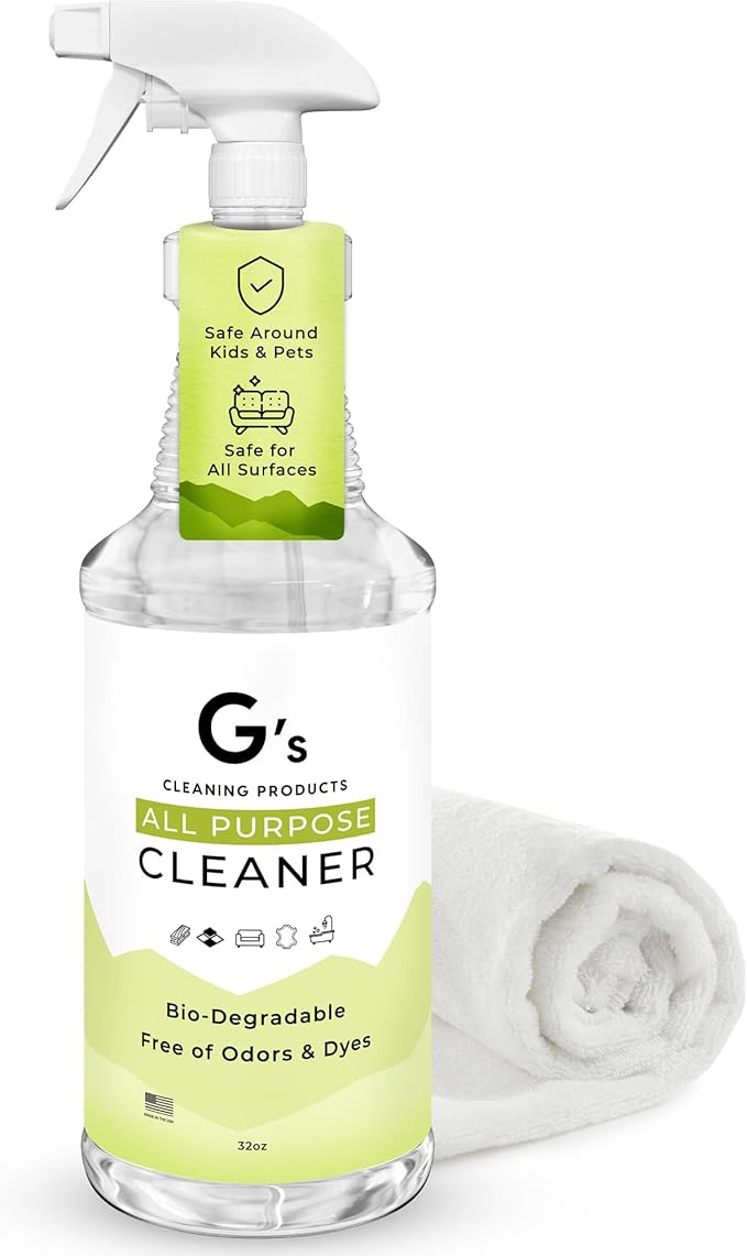 G's Cleaning Biodegradable All Purpose Cleaner – 32 oz Non-Toxic Natural Cleaning Spray – Multipurpose Cleaner Spray for Multi Surface Kitchen Counter Top Furniture Floor Home and Household