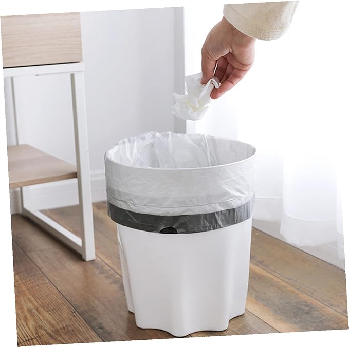 VILLCASE Disposable Drawstring Trash Bags 90pcs Portable Rubbish Bags with Handles Gray and White Color Mixed Suitable for Kitchen and Bathroom Waste Disposal Random Color