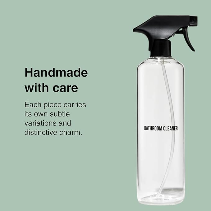Public Goods Bathroom Cleaner Refill &amp Glass Spray Bottle | Refill Concentrate for Toilets Tile Showers | Cruelty Free | Scented w/Lemon Rosemary Essential Oils | 3 Pack - 24 Oz Diluted
