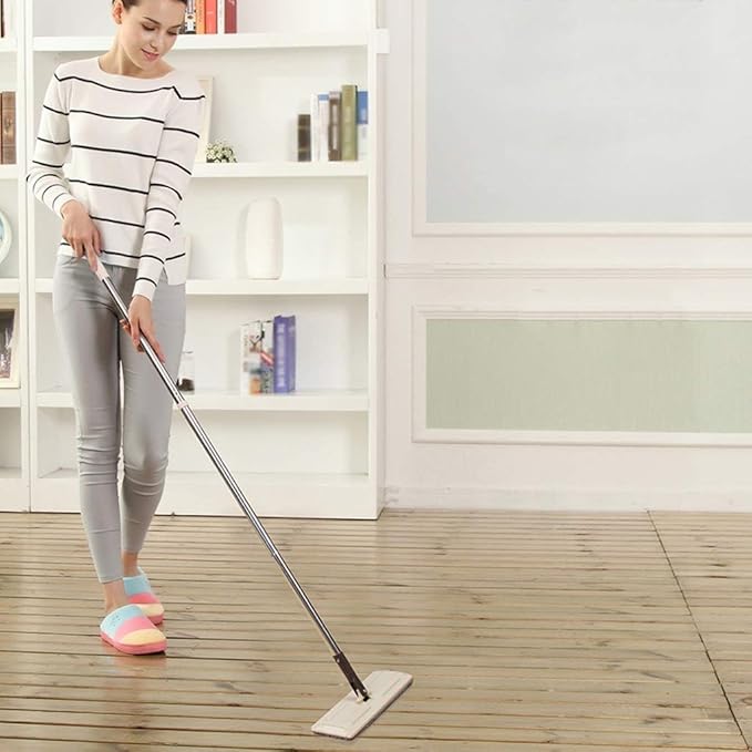 Microfiber Flat MopAluminum Plate Stainless Steel Handle with Extension Scraper Reusable Mop Pads