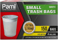 PAMI Small 4-Gallon Trash White 150 Bags - Strong Multipurpose Plastic Wastebasket Unscented Can Liners For Kitchen Bathroom Office- 4-Gallon Garbage Bags 1ft x1ft