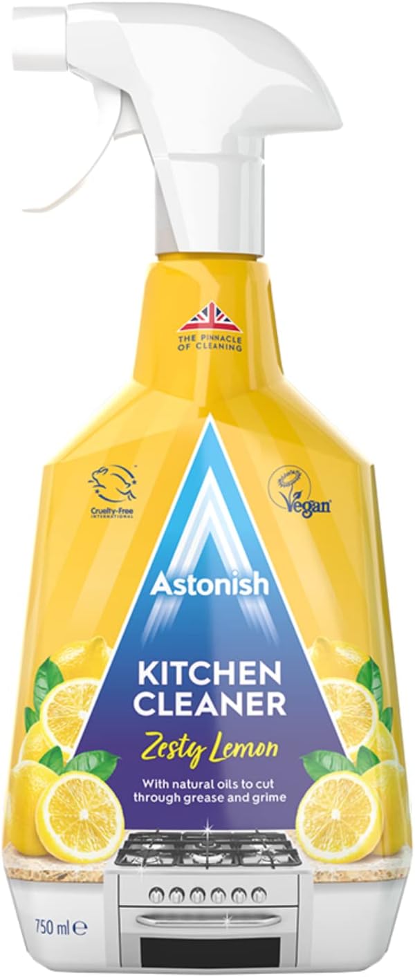 Astonish Spring Clean Bundle - Includes Multi Purpose Cleaning Spray With The Added Power Of Bleach Zesty Lemon Scented Kitchen Cleaner &amp Streak Free Foaming Bathroom Cleaner Spray Bottle (750ml
