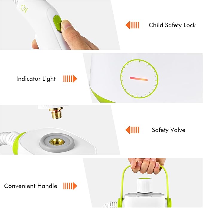LDAILY Handheld Steam Cleaner 1000W Portable Pressurized Steamer Multipurpose Steam Cleaning Machine for Kitchen Garment Floor Window 300ml (10.2oz) Water Tank 10 Accessories Included Portable