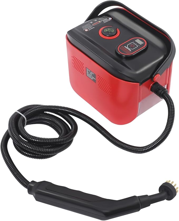 1500W Handheld Steam Cleaner Portable Small Steam Cleaner Multipurpose Power Steamer with Digital Display Screen 4.5 Bar (Red)