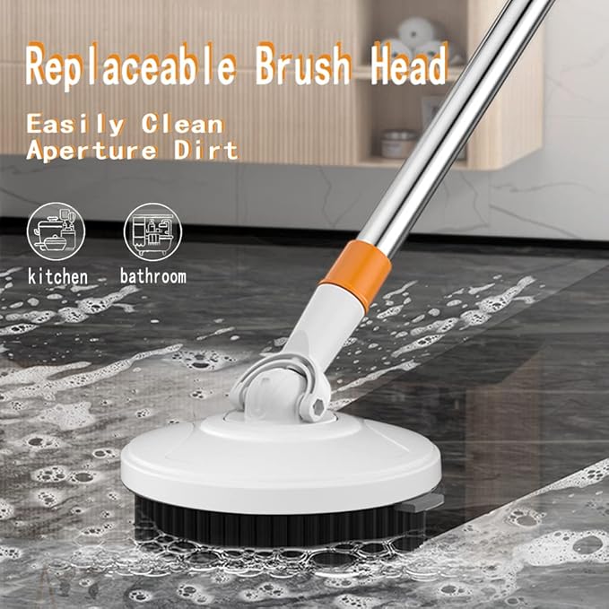 Spin Mop Bucket with Wringer System Extended Mop Handle 61Mop and Bucket for Floors Cleaning with 5 Replacement Head Refill 1 Cleaning Brush Head