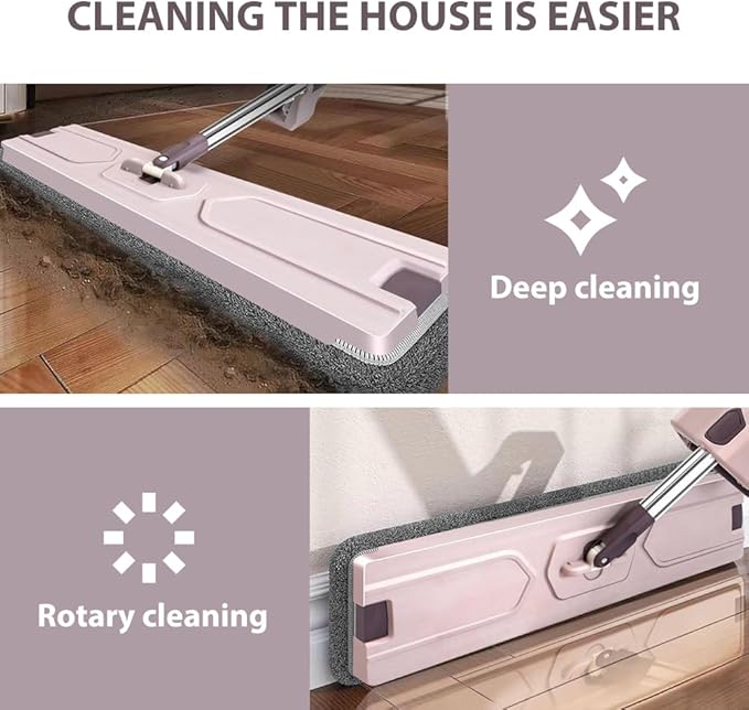 Lazy Person's Self-Washing 360 Rotatable Adjustable Hands-Free Flat Floor Mop - Wet &amp Dry Microfiber Mops for Floor Cleaning (With 4 Cloth 38*12CM)