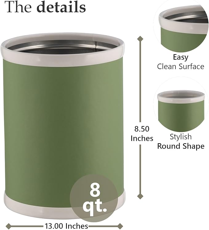 Kraftware Fun Colors Round Wastebasket 11” Mist Green
