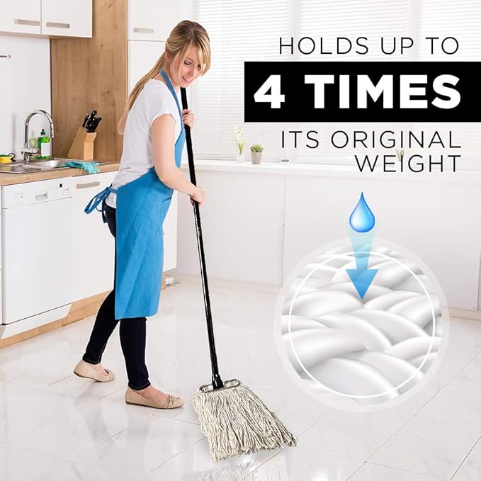 Fuller Brush Wet Mop – Heavy Duty Durable Washable Janitorial Floor Mop (Mop Head)