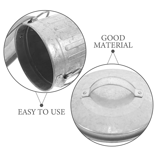 Mini Galvanized Trash Can Small Trash Can with Lid Table Top Metal Rubbish Bin Wastepaper Basket Flower Pot Pen Holder Kitchen Compost Bin Ash Bucket