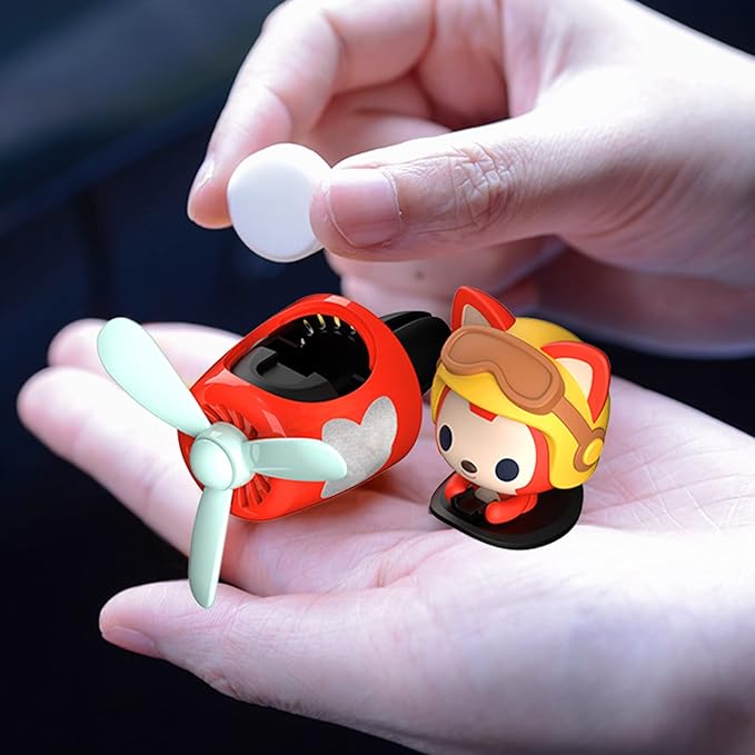 2 Pieces Car Air Fresheners Cute Bear Pilot Car Diffuser Propeller Air Outlet Vent Fresheners Suitable for Automotive Interior Decoration (Duck+Fox)